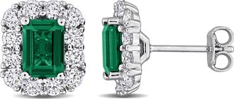 Mimi & Max Created Forever Created Gemstone and Lab-Grown Diamond Earrings Sterling Silver