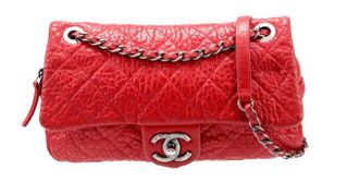 Chanel Red Aged Calfskin Single Flap Bag