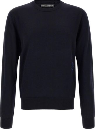 Dolce & Gabbana Navy Blue Embroidered Sweater