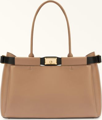 Furla Iris Borsa Shopping Xl Deserto Beige Pelle Di Vitello Torino + Vacchetta Donna