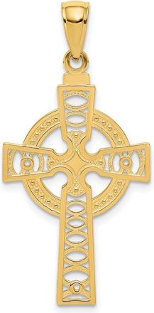 Diamond2Deal 10k Yellow Gold Celtic Cross Eternity Circle Pendant