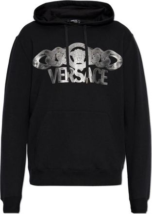 Versace Sweatshirt met Logo - Heren - Hoodies - Zwart - S - Katoen - Hoodies & sweatvesten