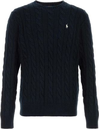 Polo Ralph Lauren Kabel Gebreide Trui - Heren - Ronde hals truien - Blauw - S - Katoen - Truien & Vesten