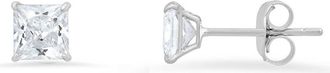 Queen Jewels 10K Gold Princess Cut Cubic Zirconia Stud Earrings in White Gold/4Mm at Nordstrom Rack