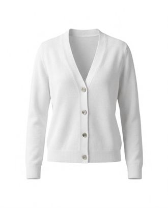 JUMPER 1234 Womens Cotton Long Sleeve Cardigan In White