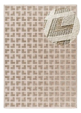 Atticgo Alfombra con flecos geom&eacute;trica beige 120x160 cm