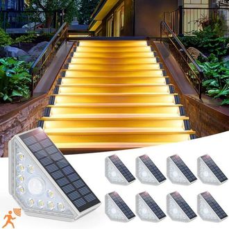 OEM Luces Solares Para Escaleras Con Sensor De Movimiento, Paquete De 8 Luces Solares Para Exteriores, Resistentes Al Agua Ip65, Luz Blanca C&aacute;lida