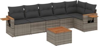 vidaXL Set De Sof&aacute;s De Jard&iacute;n 7 Piezas Con Cojines Rat&aacute;n Pe Gris Vidaxl