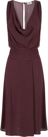 Elisabetta Franchi Kleedjes, Dames, Bruin, XL, Georgette Midi Jurk