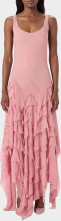 Blumarine Abito asimmetrico in georgette con rouches
