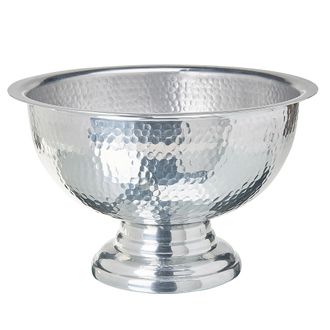 Beliani Cubitera De Metal Plateado Martillado Hecho A Mano Cuenco Decorativo Glamour Comedor Tiwanaku