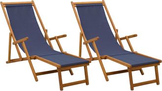 vidaXL Tumbona Plegable 2 Pcs 3 Posici&oacute;n Madera De Eucalipto Maciza Vidaxl