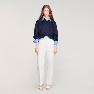 Sandro Floral embroidered cotton shirt