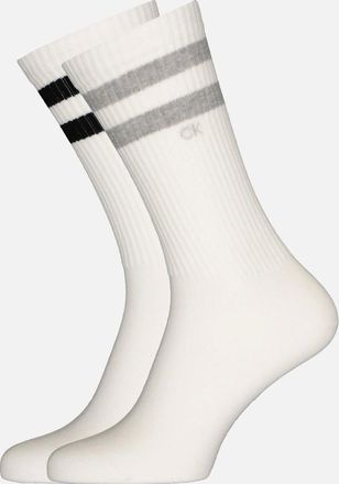 Calvin Klein Mens 2-Pack Stripes Casual Sports Socks, White - Size: 9/9.5/10/10.5/11/11.5/12