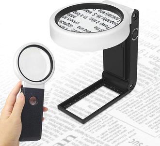OEM Lupa Con Luz Y Soporte, Aumento De 6 A 25x, Lupa De Lectura Plegable Con 6 Luces Led