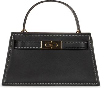 Tory Burch Handbags, female, Black, ONE SIZE, Mini Lee Radziwill Pebbled Top-Handle Bag