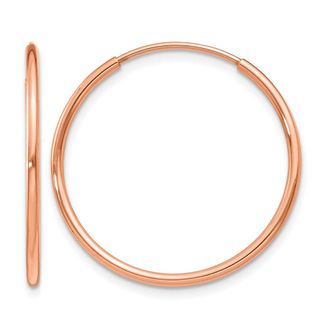 Diamond2Deal 14k Gold 1.20mm Round Hoop Earring 25 mm