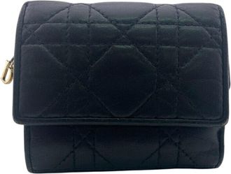 Dior Black Leather Wallet (Tri-Fold) (Pre-Owned)