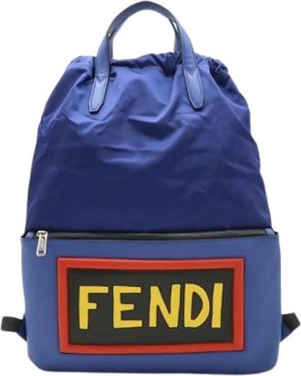 Fendi Pre-owned Backpacks, female, Blue, Size: ONE SIZE Pre-owned Vintage Nylon Backpack