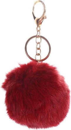 Generic 8cm Faux Rabbit Ball Keychain, Handbag Charms Bag Pendant Key Ring Holder, Pom Fluffy Key Chains(wine red)