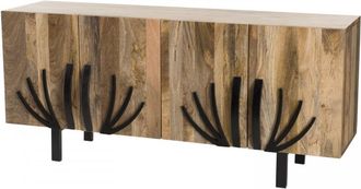 Macabane Aparador de 4 puertas y 2 estantes de madera mango y patas de metal