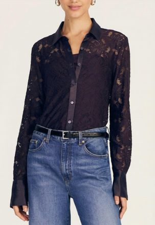 Derek Lam Raissa Button Down Top In Aubergine