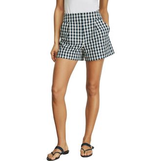 Veronica Beard Haina Gingham Stretch Cotton Shorts in Navy/Dove at Nordstrom, Size 12