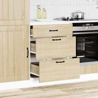 Berkfield Home Kitchen Base Cabinet Lucca Sonoma Oak Engineered Wood in Tan