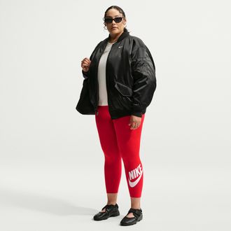 Nike Womens Nike Sportswear Classics High-Waisted Graphic Leggings (Plus Size) in Red | FB3097-657
