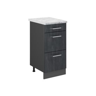 Vicco Mueble Bajo De Cocina R-line, Hormig&oacute;n Negro, 40 Cm Et M&aacute;rmol