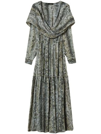 Twin-Set snake-print creponne maxi dress - women - Polyester - S - Grey