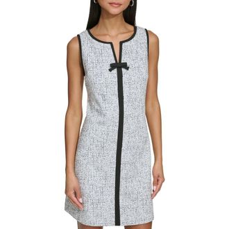 Karl Lagerfeld Scuba Crepe Shift Dress in Soft White Black at Nordstrom, Size 16