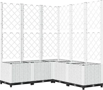 vidaXL Jardinera con enrejado pp blanco 120x120x136 cm Vidaxl