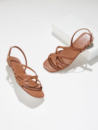 Talbots Liana Strappy Nappa Flats - Havana Tan - 10 1/2 M Talbots