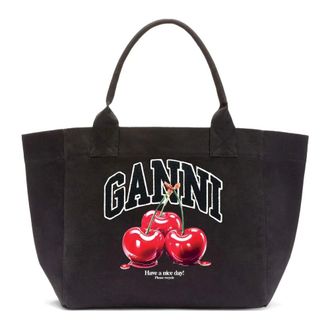 Ganni Medium Cherry Tote - female - Ganni - Shopping Bags - Black - ONE SIZE - Bags