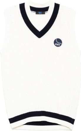 Kiton V-neck Knitwear, male, Beige, XL, White Cable Knit V-Neck Vest