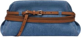 Moschino Tie Me Large Clutch Bag - Dames - Clutches - Blauw - ONE Size - Katoen - Tassen