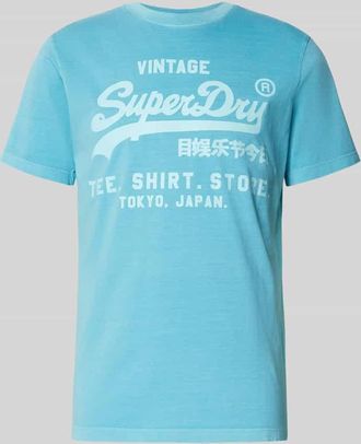Superdry T-Shirt mit Label-Print Modell Neon in Neon Blau, Größe M