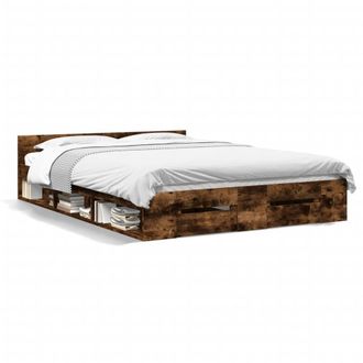 Berkfield Home Bed Frame w/Drawers Frame Smoked Oak 120x190 cm Small Double in Brown