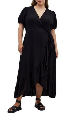 City Chic Sarina Maxi Wrap Dress in Black at Nordstrom Rack, Size 14W