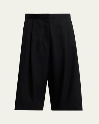 The Row Kalyan Wide-Leg Wool Gabardine Shorts