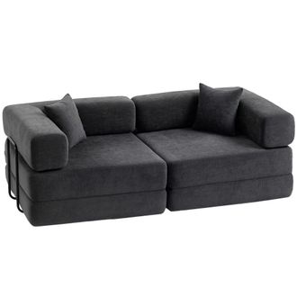 HOMCOM Sof&aacute; cama 198x100x69 cm gris oscuro