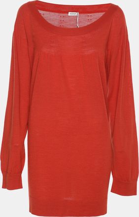 Agnona Agona Orange Stretch Knit Long Sleeve Sweater
