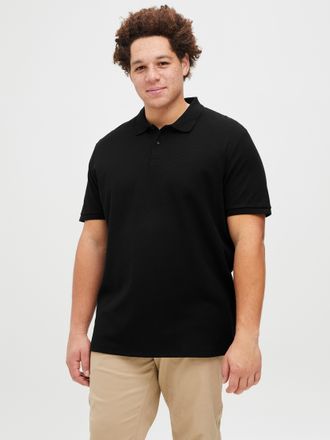 Jack & Jones Plus Size Poloshirt JJEAUSTIN POLO SS NOOS PLS, Herren, Gr. 4XL, schwarz (schwarz detail:classic), Jersey, Obermaterial: 58% Polyester, 40% Baumwolle, 2% Elasth
