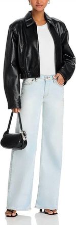 Re/Done Studded Mini Rise Wide Leg Jeans In Acqua Stud