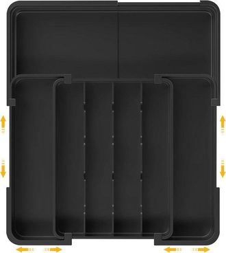 OEM Organizador De Cajones Para Cubiertos Con 7 Compartimentos, 24 X 32,2 Cm, Para Vajilla Y Organizaci&oacute;n - Negro
