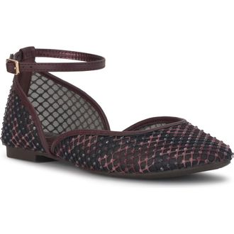 Jessica Simpson Laelli Ankle Strap Flat in Cherry Mahogany at Nordstrom, Size 8.5