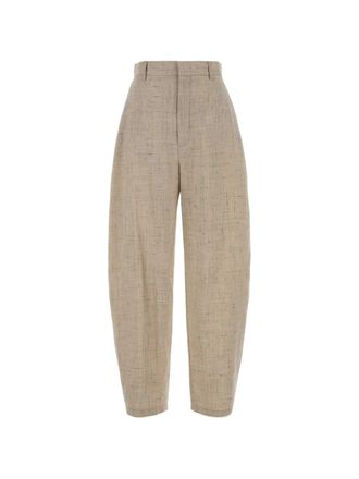 Moschino Beige Loose Fitting Textured Viscose Cropped Pants