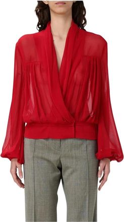 Philosophy di Lorenzo Serafini Zijden wikkelblouse - Dames - Blouses - Rood - M - Overhemden