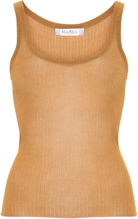 Max Mara Zijden Tanktop - Dames - Tops zonder mouwen - Bruin - M - Tops